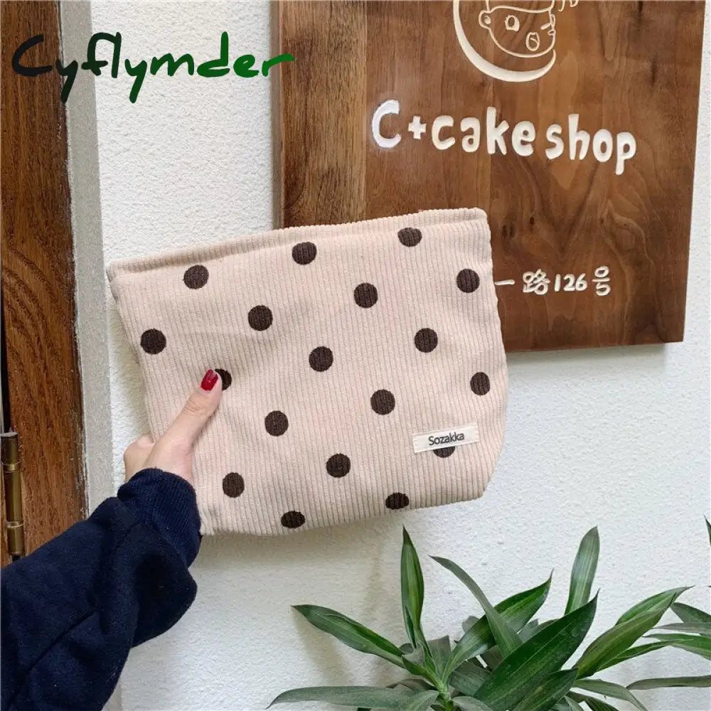 Cyflymder Dot Women Cosmetic Bag Retro Design Ladies Storage Clutch Purse Bags Fashion Checkerboard