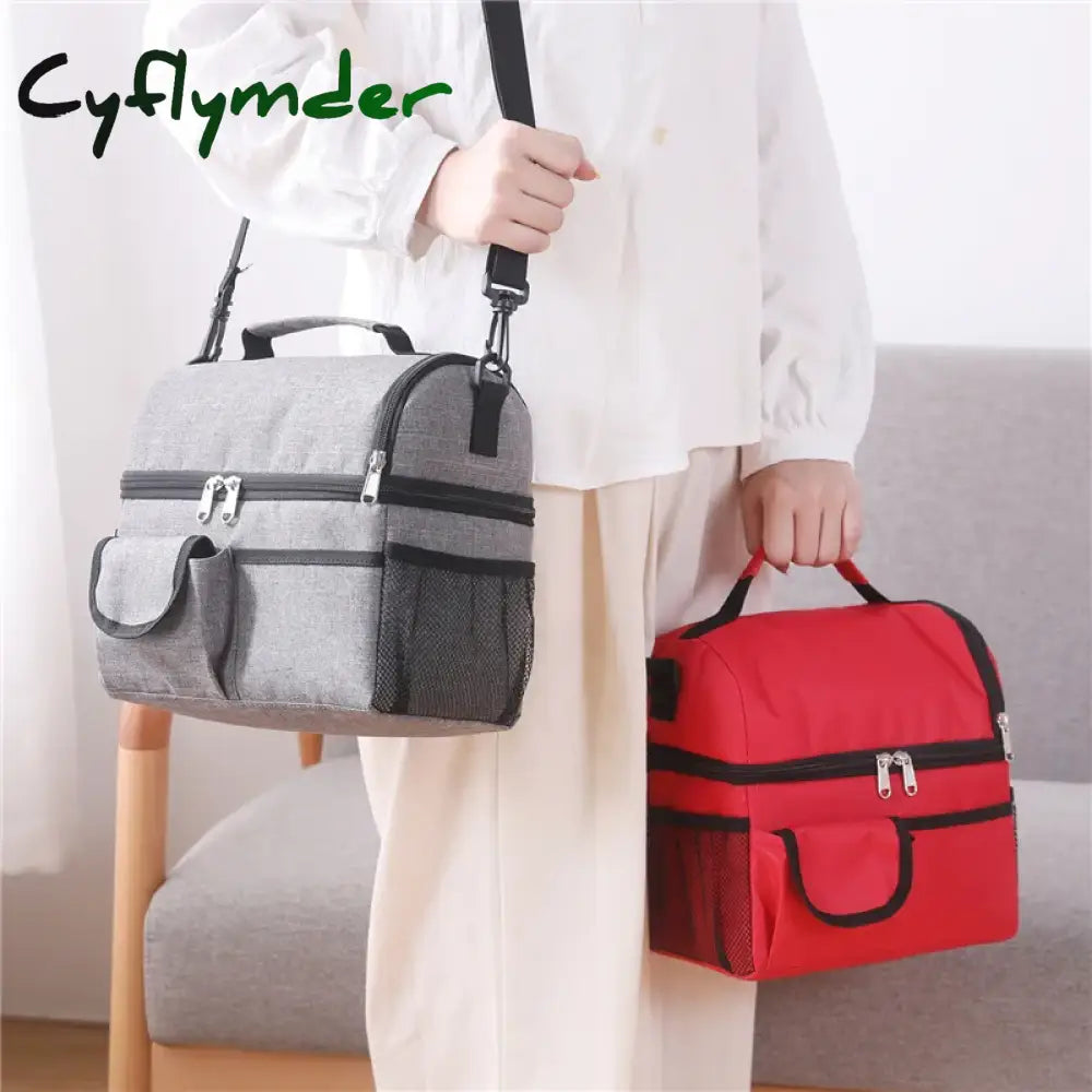 Cyflymder Double Layer Oxford Cloth Aluminum Foil Insulation Cooler Bags For Women And Men Travel
