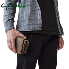 Cyflymder Double Zipper Women Men Long Wallet Vintage Leather Male Clutch Purse Man Phone Card Coin