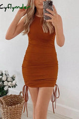 Cyflymder Drawstring Sleeveless Mini Dress