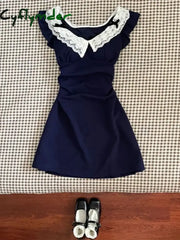 Cyflymder DRESS TO IMPRESS 2000S Harajuku French Elegant Dress Women Lcae Y2k Vintage High Street A-line Dress Female