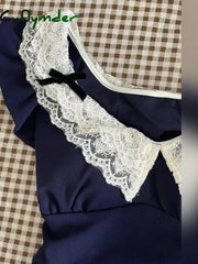 Cyflymder DRESS TO IMPRESS 2000S Harajuku French Elegant Dress Women Lcae Y2k Vintage High Street A-line Dress Female