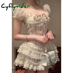 2000s Vintage Japanese Kawaii Suits Lolita 2 Piece Skirt Set Women Even Party Clothing Casual Y2k Crop Top Blouse + Slim Skirts