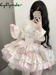 Cyflymder DRESS TO IMPRESS Autumn Lolita Kawaii Bow Dress Women Japanese Sweet Princess Dress Female Korean Fashion