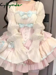 Cyflymder DRESS TO IMPRESS Autumn Lolita Kawaii Bow Dress Women Japanese Sweet Princess Dress Female Korean Fashion