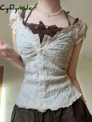 Cyflymder Dress To Impress Bow Japanese Kawaii 2 Piece Set Women Sweet Party Y2K Retro Ruched