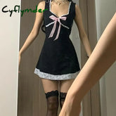 Cyflymder DRESS TO IMPRESS Coquette Floral Lace Patchwork A-line Mini Dress Princess Square Collar Bow Decorate