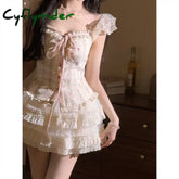 Cyflymder DRESS TO IMPRESS Elegant Retro 2 Piece Skirt Set Women Even Party Clothing Casual Y2k Crop Top Blouse + Slim