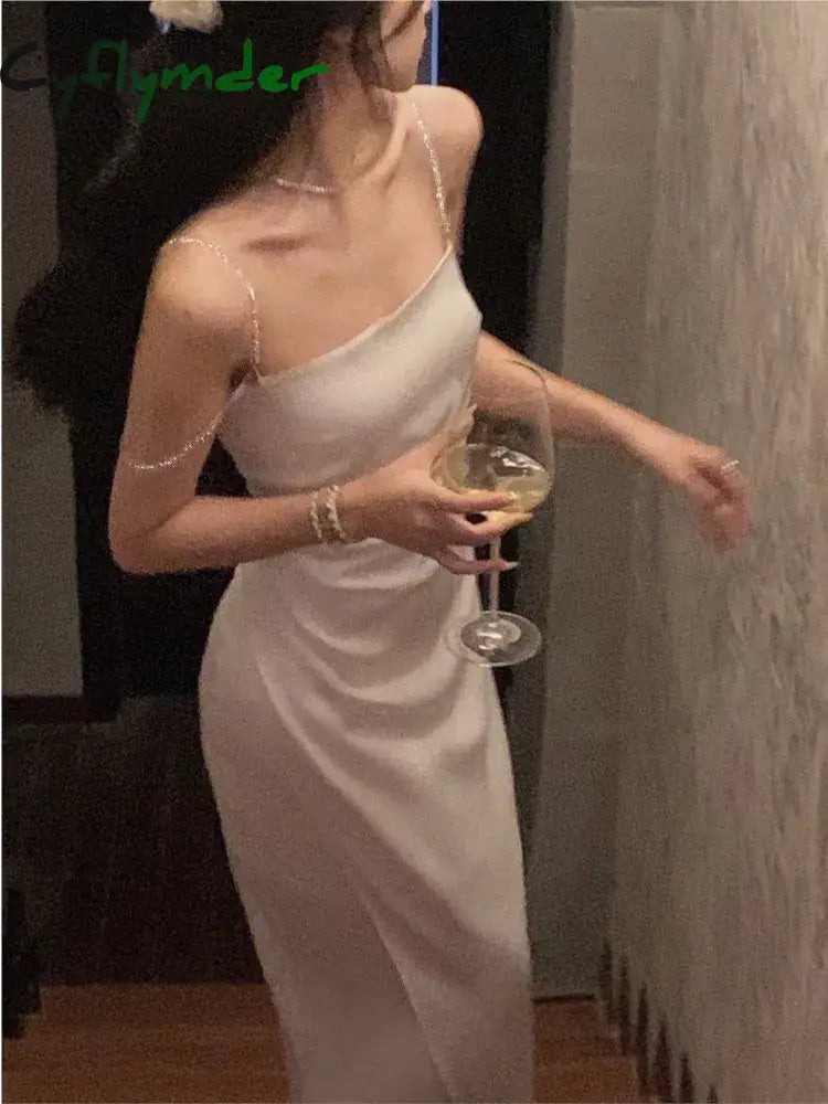 Cyflymder DRESS TO IMPRESS Elegant Summer Spaghetti Strap Midi Women Dress Sexy Vintage Bodycon Prom Evening Party