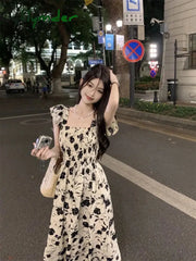 Cyflymder Dress To Impress Flying Sleeve Dress Women’s Summer New Hepburn Style Fashion Long