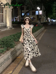 Cyflymder Dress To Impress Flying Sleeve Dress Women’s Summer New Hepburn Style Fashion Long