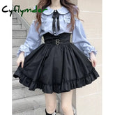 Cyflymder DRESS TO IMPRESS Japanese Gothic Lolita JK Skirt Sets Women Kawii Peter Pan Collar Off Shoulder Shirts Mini