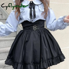 Cyflymder DRESS TO IMPRESS Japanese Gothic Lolita JK Skirt Sets Women Kawii Peter Pan Collar Off Shoulder Shirts Mini