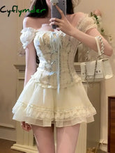 Cyflymder DRESS TO IMPRESS Japanese Kawaii 2 Piece Skirt Sets Women Casual Y2k Corset Blouse + Mini Skirts Lolita Y2k