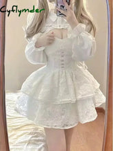 Cyflymder DRESS TO IMPRESS Japanese Kawaii Lolita Dress Women Elegant Sweet Lace Ruffles White Strap Dresses Sexy