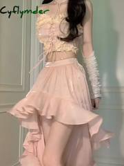 Cyflymder DRESS TO IMPRESS Japanese Lolita Kawaii 2 Piece Set Women Korean Sweet Cute Skirt Suit Female Pink Bow