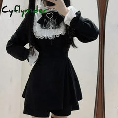 Cyflymder DRESS TO IMPRESS Japanese Punk Style Y2k Lolita OP Dress Women Vintage Elegant Ruffle Bow Lace Evening Party