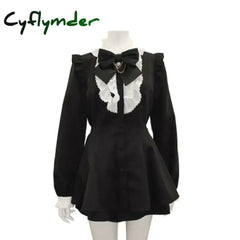 Cyflymder DRESS TO IMPRESS Japanese Style Gothic Y2k Lolita Plaid Rhinestone Bow Dress Shorts Set Sweet Women Puff