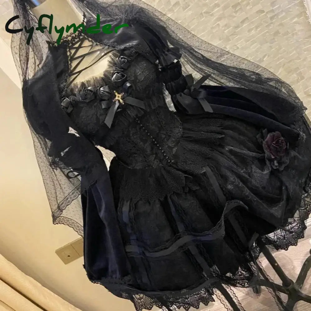 Cyflymder DRESS TO IMPRESS Japanese Victorian Gothic Lolita Dress Vintage Girl Sweet Lace Rose Princess Holiday Party