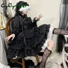 Cyflymder DRESS TO IMPRESS Japanese Victorian Gothic Lolita Dress Women Punk Style Sweet Lace Bow Eveing Party Dresses