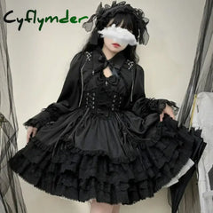 Cyflymder DRESS TO IMPRESS Japanese Victorian Gothic Lolita Dress Women Punk Style Sweet Lace Bow Eveing Party Dresses