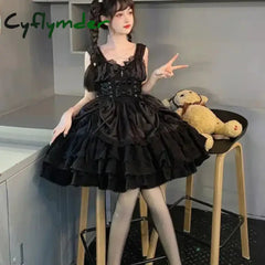 Cyflymder DRESS TO IMPRESS Japanese Victorian Gothic Lolita Dress Women Punk Style Sweet Lace Bow Eveing Party Dresses