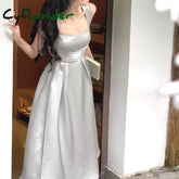 Cyflymder DRESS TO IMPRESS Korean Elegant Evening Party Midi Dresses for Women 2024 Summer New Fashion Slim Sleeveless