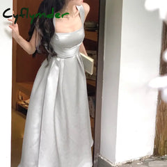 Cyflymder DRESS TO IMPRESS Korean Elegant Evening Party Midi Dresses for Women 2024 Summer New Fashion Slim Sleeveless