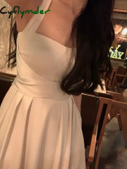 Cyflymder DRESS TO IMPRESS Korean Elegant Evening Party Midi Dresses for Women 2024 Summer New Fashion Slim Sleeveless