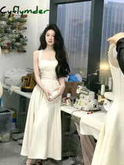 Cyflymder DRESS TO IMPRESS Korean Elegant Evening Party Midi Dresses for Women 2024 Summer New Fashion Slim Sleeveless