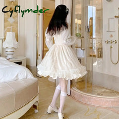 Cyflymder Lolita Kawaii Dress Women Casual Long Sleeve Vintage Y2k Mini Dress Female Japanese Style One Piece Dress
