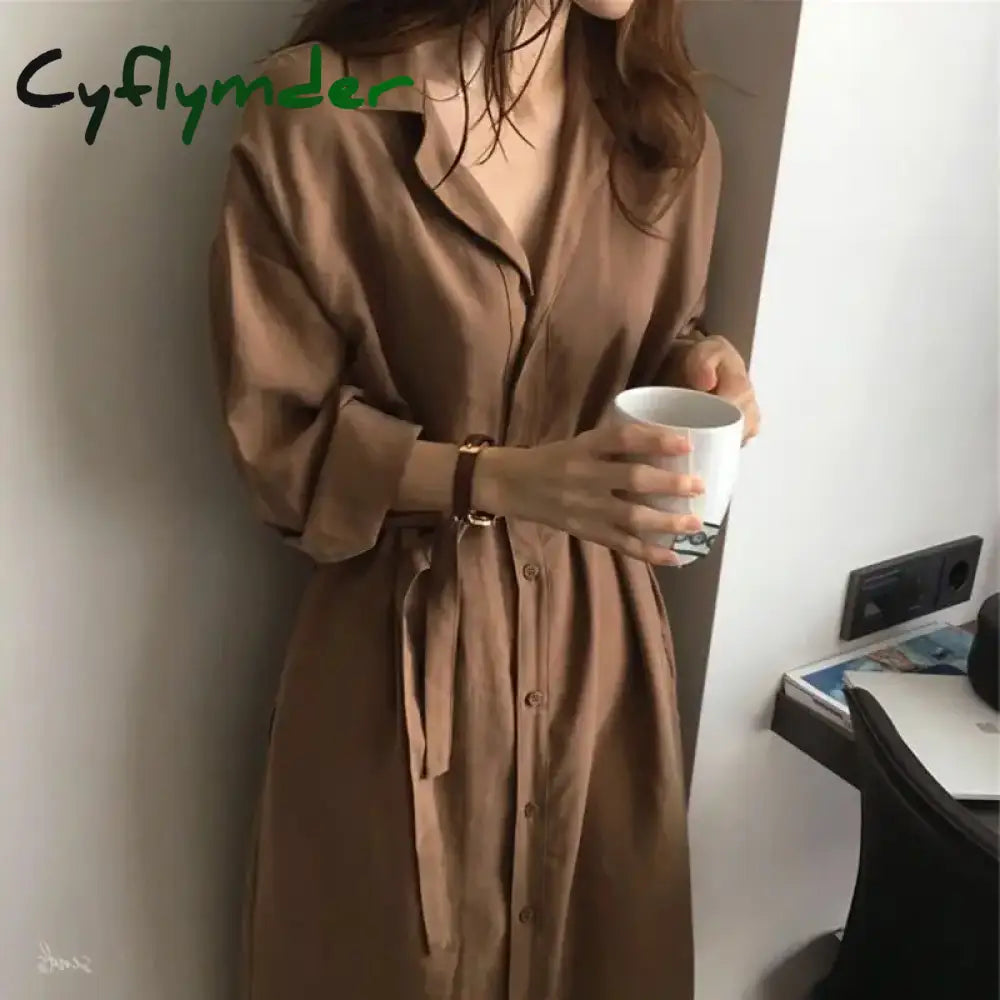 Shirt Dress For Women Harajuku Aesthetic Vintage Clothes Woman Korean Fashion Maxi Robe Casual Dresses Long
