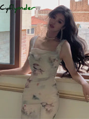 Cyflymder Dress To Impress Summer Fashion Elegant Backless Print Slip Dress Female Long Sexy