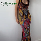 Summer New INS Women's Tie Dyed Printed U-neck Fashion Retro Slim Dress Sexy Spicy Girl Backless Pullover High Waist Dresses