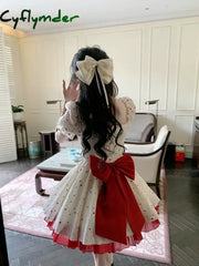 Cyflymder DRESS TO IMPRESS Summer New Sweet Mini Dresse French Square Collar Princess Bow Short Sleeve Dress Women