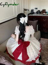 Cyflymder DRESS TO IMPRESS Summer New Sweet Mini Dresse French Square Collar Princess Bow Short Sleeve Dress Women