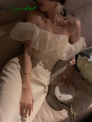 Cyflymder DRESS TO IMPRESS Summer Off Shoulder Patchwork Dress For Women Party Elegant Fashion Outfits Elegant Midi