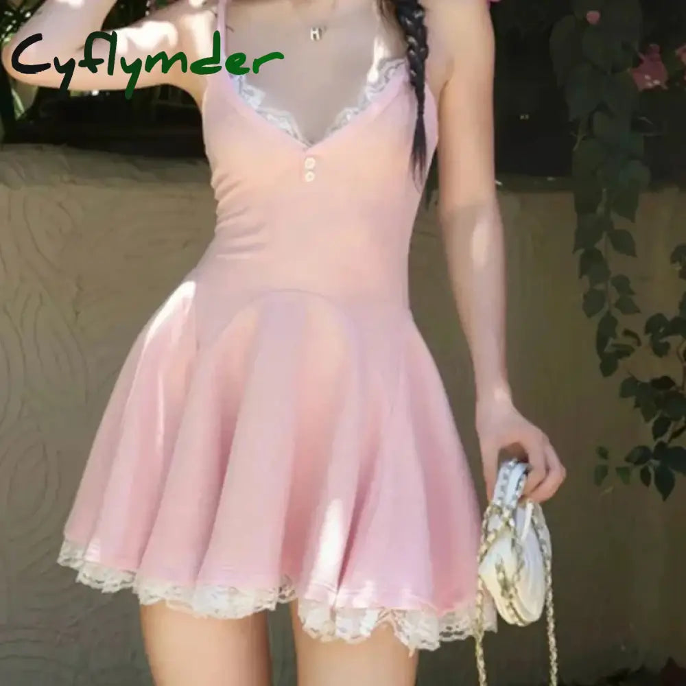Cyflymder DRESS TO IMPRESS Sweet Aesthetic A-line Mini Skirt Women Coquette Aesthetic Contrast Lace Patchwork