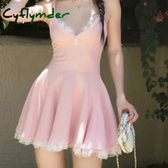 Cyflymder DRESS TO IMPRESS Sweet Aesthetic A-line Mini Skirt Women Coquette Aesthetic Contrast Lace Patchwork