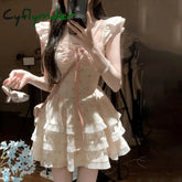 Cyflymder DRESS TO IMPRESS Sweet Party Flora Mini Dress Women Autumn Korean Sexy Flying Sleeve Design Fairy Dress