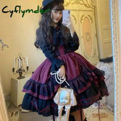 Cyflymder DRESS TO IMPRESS Victorian Gothic Lolita Jsk Dress Women Halloween Y2k Bat Collar Shirt Woolen Princess