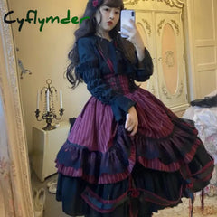 Cyflymder DRESS TO IMPRESS Victorian Gothic Lolita Jsk Dress Women Halloween Y2k Bat Collar Shirt Woolen Princess