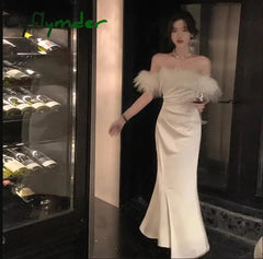 Cyflymder DRESS TO IMPRESS White Vintage Luxury Midi Dresses for Women Autumn New France Sexy Fashion Slim Bandage