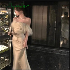 Cyflymder DRESS TO IMPRESS White Vintage Luxury Midi Dresses for Women Autumn New France Sexy Fashion Slim Bandage