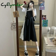 Cyflymder Dress Women Summer Fashion Spaghetti Strap College Sweet Casual Japanese Style Streetwear