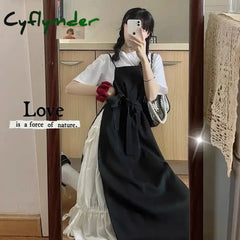 Cyflymder Dress Women Summer Fashion Spaghetti Strap College Sweet Casual Japanese Style Streetwear
