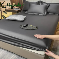 Cyflymder Egyptian Cotton Fitted Sheet with Elastic Band Luxury Soft Mattress Covers Durable Skin-friendly Bedsheet
