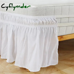 Cyflymder Elastic Bed Ruffles Bed Skirt Soft Comfortable Wrap Around Fade Resistant Solid Color Bed Skirts Twin Full