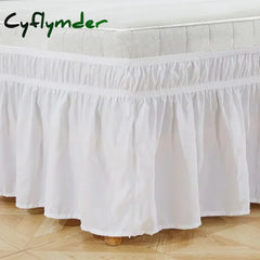 Cyflymder Elastic Bed Ruffles Bed Skirt Soft Comfortable Wrap Around Fade Resistant Solid Color Bed Skirts Twin Full