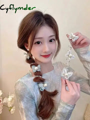 Cyflymder Elastic Telephone Wire Hair Ties Women Girls Butterfly Hair Bands Spiral Coil Rubber Band Ponytails Head Rope